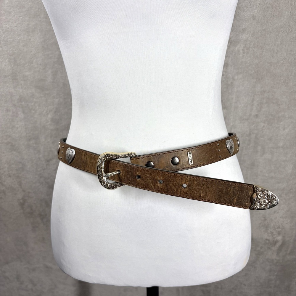 Ariat Western Heart Brown Leather & Metal Belt Women's 32/80 Cowgirl Festival